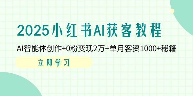 (14301期)2025小红书AI获客教程:AI智能体创作+0粉变现2万+单月客资1000+秘籍-青年云网创—高质量项目商城